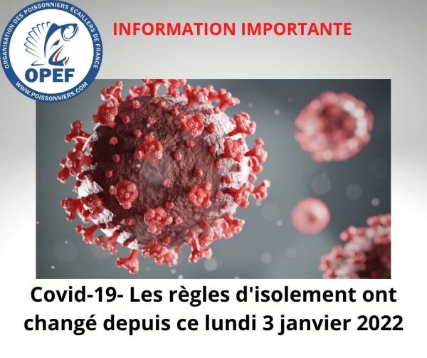 Covid-19- Les règles d'isolement ont changé depuis ce lundi 3 janvier 2022